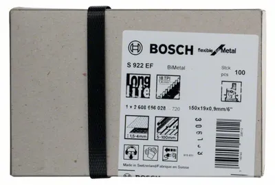 Obrázok produktu pre BOSCH 2608656028 100 BOSCH S 922 EF Flexible for Metal Säbelsägeblätter