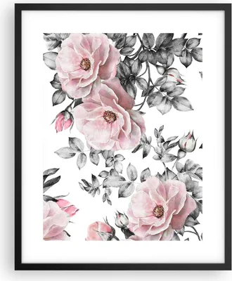 Produktbild von Gerahmtes Poster - Schwarzer Rahmen - Blumen Blätter Pflanze Rose - 40x50 cm - Wand Bild - Wanddeko - Wandbilder - Wandposter - Bilderrahmen - Bilder - Kunstdruck - Wandbild - P2BPA40x50-2952