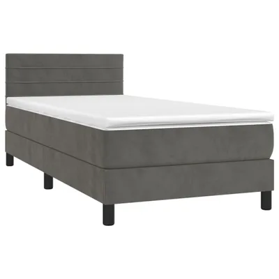 Produktbild von Boxspringbett mit Matratze Dunkelgrau 90x200 cm Samt