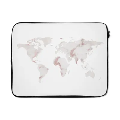Produktbild von MuchoWow® Laptop Hülle 17 Zoll Laptoptasche Weltkarte - Marmor - Rosa - Zipper - Schutzabdeckung