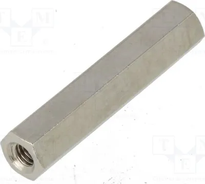 Productafbeelding van 10 afstandsmuffen met schroefdraad, 35 mm zeshoekig, binnendraad: M4, messing, afmetingen 116x35 mm