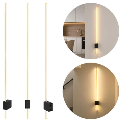 Obrázek produktu pro Stěnná lampa MasterLED – 90 cm – 4000K (neutrální bílá) – 9 W – černá a zlatá – moderní nástěnné osvětlení – nástěnné osvětlení do ložnice – COMO
