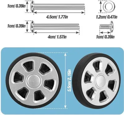 Produktbild von 4 Stück Gepäckwechsel Doppelräder, 55 mm verschleißfest Kofferwechselräder mit Lager Ersatzräder Kit für Gepäckträger (silber)