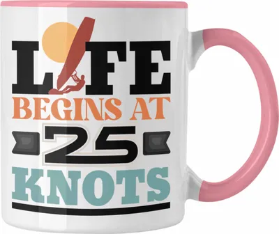 Produktbild von Trendation - Windsurfen Tasse Geschenk für Windsurfer 25 Knots Geschenkidee (Rosa)