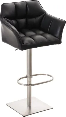 Produktbild von TPFLiving Barhocker Damaskus Gestell Edelstahl Kunstleder Schwarz
