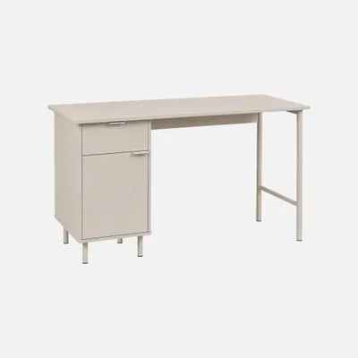Produktbild von sweeek - Schreibtisch mit Metall und Holzdekor 1 Schublade und 1 Tür - Beige