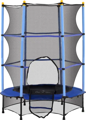 Produktbild von Trampolin für Kinder, Ø140 cm, mit Sicherheitsnetz, für innen und außen, Stahl, Kunststoff, belastbar bis 50 kg, Blau
