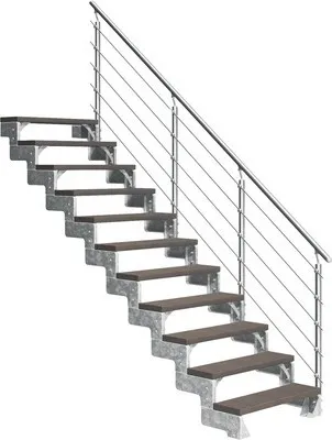 Produktbild von Aussentreppe Pertura Tallis mit Prova Geländer 11 Steigungen 80 cm dunkelbraun