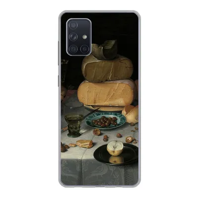 Produktbild von MuchoWow® Handyhülle Schutzhülle Hülle für Samsung Galaxy A51 5G Stilleben mit Käse - Gemälde von Floris Claesz. van Dijck Silikon Softcase Handy Hülle - Abbildung
