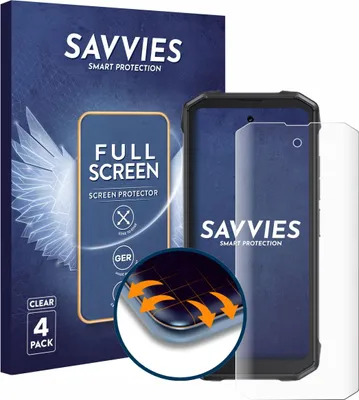 Produktbild von 4x Savvies Fullscreen Schutzfolie für Cubot King Kong Mini 4 Displayschutz Folie Fullcover Klar Transparent