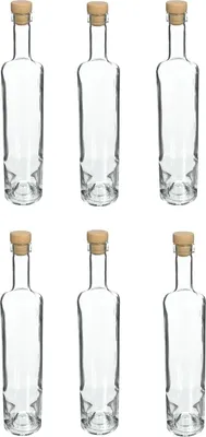 Produktbild von 6 x 0,5L Glasflasche Marina Likörflaschen Essig-Öl Flasche Schnapsflasche Wasserflasche Korken