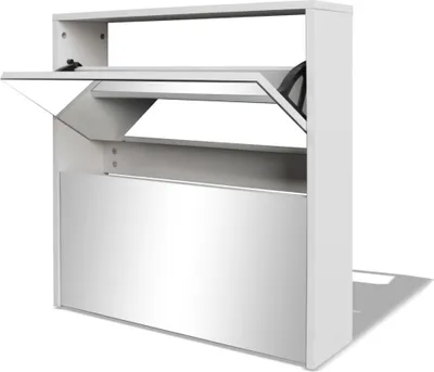 Immagine prodotto di Scarpiera con 2 Ripiani e Specchio Bianco 63x17x67 cm