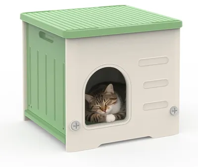 Immagine prodotto di Omgoods - Casetta per gatti da esterno, resistente alle intemperie, impilabile e impermeabile