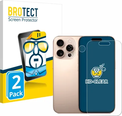 Produktbild von 2x Für Apple iPhone 16 Pro (Display+Kamera) Schutzfolie BROTECT Displayschutz Display Schutz Folie Klar Transparent