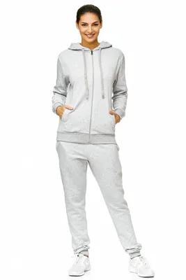 Produktbild von Damen Jogginganzug einfarbig 100% Baumwolle 586 Grau XXL