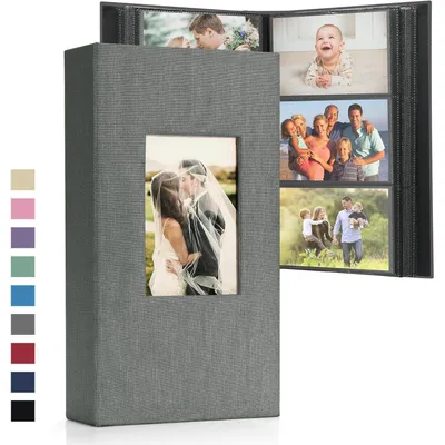Obrázok produktu pre Veľký fotoalbum, vložkový album pre 408 fotografií formátu 10x15 cm, väzba z plátna, tmavosivá farba