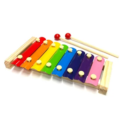 Produktbild von Kinder Glockenspiel mit 2 Schlägel 8 Farbigen Platten Xylophon Musikinstrument Metallophon