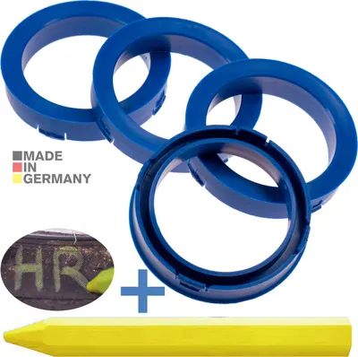 Produktbild von 4X Zentrierringe 73,1 x 57,1 mm Blau Felgen Ringe + 1x Reifen Kreide Fett Stift