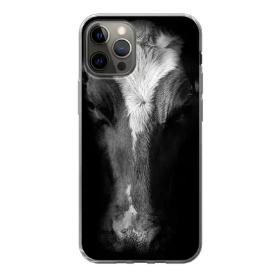Produktbild von MuchoWow® Handyhülle Schutzhülle Hülle für iPhone 12 Pro Kuh - Tiere - Schwarz Silikon Softcase Handy Hülle - Abdeckung