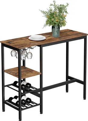 Produktbild von VASAGLE Bartisch mit Halterungen für Weingläser und Flaschen, Industrie-Design