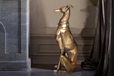 Produktbild von GREYHOUND Design Skulptur 70cm gold Metall Aluminium Windhund Figur