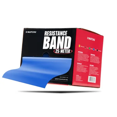 Produktbild von Matchu Sports Widerstandsband Rolle 25 Meter - Schwer Blau - Resistance Band Fitnessband Trainingsband