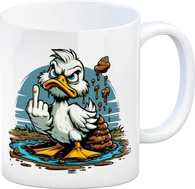 Produktbild von Ente mit mürrischem Gesicht und Mittelfinger Kaffeebecher