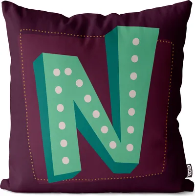 Produktbild von VOID N Buchstaben Vintage Initialen Kissenbezug Kissenhülle Sofakissen Kissen Deko Outdoor-Kissen Dekokissen