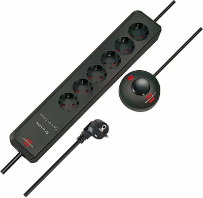 Productafbeelding van Brennenstuhl Eco-Line Comfort Switch stekkerdoos, 6-voudig, antraciet, 2 meter, kabel H05VV-F 3G1,5, artikelnummer 1159450616