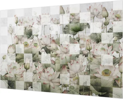 Produktbild von Wandtapete - Dekorative Tapete für Wohnzimmer - Tapetenfolie für Wanddekoration - 152x104 cm - Lotusmuster