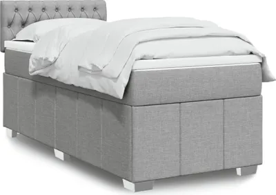 Produktbild von Schlichtes Boxspringbett mit Matratze - Hellgrau 100x200 cm Stoff Design Klassische Betten 4329699