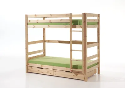Image de Vipack Lit superposé Pino - Pin massif laqué naturel, Dimensions : 210 cm x 182 cm x 105 cm ; PICOOLLA10