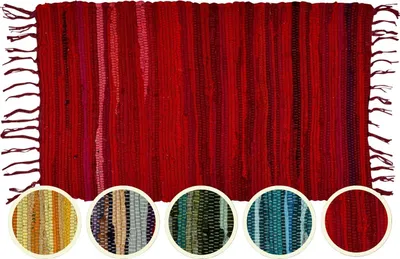 Produktbild von MARRAKESCH Teppich Läufer handgewebt Callum Blau Baumwolle Rug klein 50x90 cm | Boho Streifen Teppiche aus Baumwolle mit Fransen | Fußmatte Vorleger | Wohnzimmer, Küche, Flur