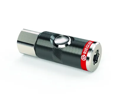 Produktbild von Riegler Sicherheitskupplung mit Druckknopf drehbar, NW 7,4mm IG G1/4