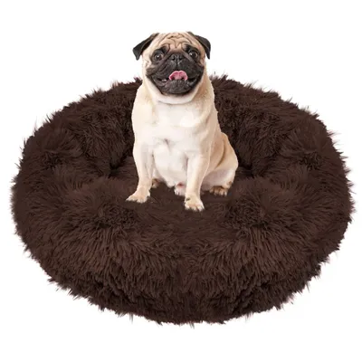 Produktbild von Plüsch Hundebett Katzenbett Hundekissen Hundekorb Schlafplatz Ø 80 cm - Braun