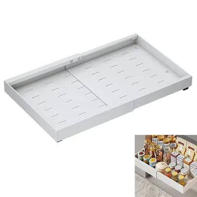 Produktbild von Schublade,Ausziehbare Küchenschublade aus Kohlenstoffstahl (0,6mm dick), 32–52cm breit, für Spüleunterseite, Schrank, Wandschrank, Lagerschrank