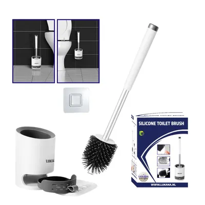 Produktbild von Lukana WC Bürste Silikon mit Halter – Toilettenbürste Set Wandmontage ohne Bohren oder Freistehend – Hygienisch, Schnelltrocknend, Antibakteriell