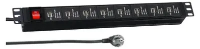 Produktbild von EFB 19" 1HE Steckdosenl. 16x USB A mit Schalter 3m, schwarz
