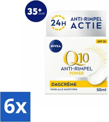 Obrázok produktu pre NIVEA - Denný krém Q10 POWER - Krém proti vráskam - SPF 30 - Pre všetky typy pleti - S Q10 a kreatínom - Posilňovač kolagénu - 50 ml - Hodnotné balenie - 6 kusov