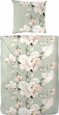 Produktbild von Westminster Feinbiber Bettwäsche 155x220 Blumen Rosen silber natur 173090-81