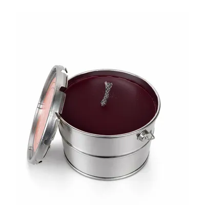 Image de Bougie d'extérieur Rustik Lys dans une boîte en métal – Aubergine – 18 x 14 cm – 50 heures d'autonomie – Paraffine recyclée – Bougie de jardin