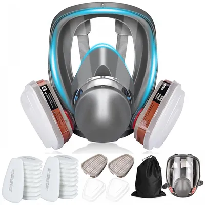 Immagine prodotto di Mascherina per il viso con efficacia filtrante del 99,99% - Riutilizzabile - Protezione per il viso - Include 22 filtri - Adatta per vapori organici - Design professionale - Maschere antigas