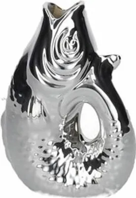 Immagine prodotto di Gift Company Vase Monsieur Carafon XS, Dekovase in Fisch-Form, Steingut, Silber, 13 cm, 1087402022