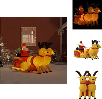Produktbild von vidaXL Aufblasbarer Weihnachtsmann mit Rentieren LED 130 cm -  Weihnachtsbeleuchtung