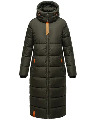 Produktbild von Navahoo Kristallblume Langer Damen Winter Steppmantel mit Kapuze Wintermantel warm Outdoor Mantel Steppjacke Dark Olive Gr. 44 - XXL