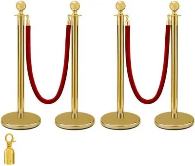Imagen del producto de VEVOR - Sistema de guía para 4 personas, cromado, para aeropuertos. Soportes de delimitación, conos de seguridad, barreras