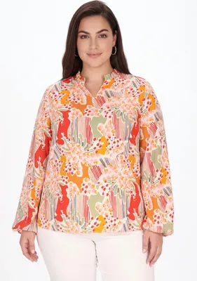 Produktbild von joella damen bluse plus size - orange bedruckt, XL