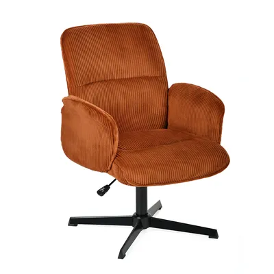 Zdjęcie produktu dla Meubles Cosy Ergonomiczne, regulowane krzesło obrotowe z podłokietnikami z czerwonego sztruksu – THOMASINA