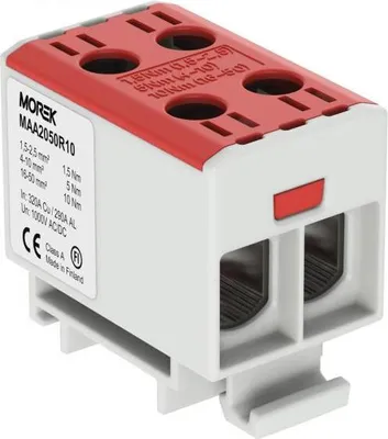 Imagen del producto de Conector de riel rojo doble, para diámetros de 1,5-50 mm, modelo MAA2050R10 de Morek