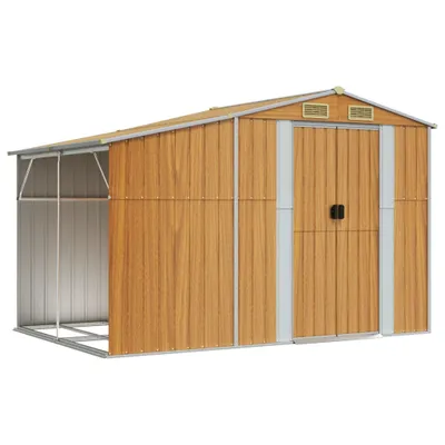 Image de vidaXL Abri de jardin brun clair 277x192,5x179 cm Acier galvanisé